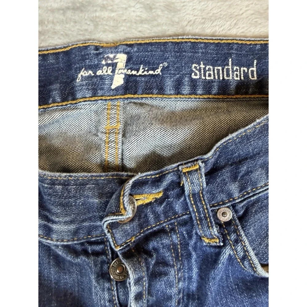 7 For All Mankind Standard Jeans Mens 30x30 Blue Denim Button Fly Straight Leg